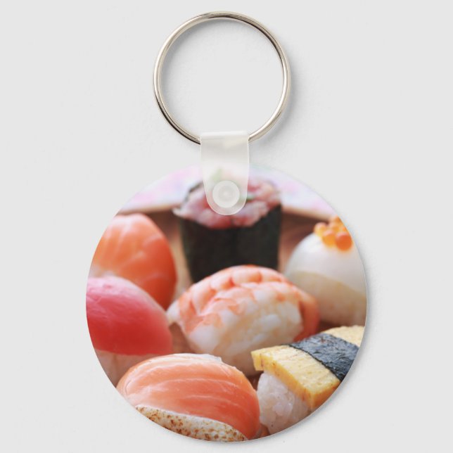 SUSHIMI Sushi Selection Wooden Plate Keychain (Front)