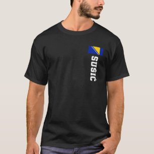 Susic Bosnia Flag Last Name Coat Of Arm Emblem Cre T-Shirt
