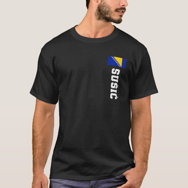 Susic Bosnia Flag Last Name Coat Of Arm Emblem Cre T-Shirt (Front)