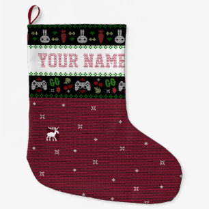 Suspect Celery™ Gamer Ugly Christmas Sweater Large Christmas Stocking