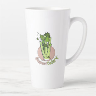 SuspectCelery™ Circle Celery Logo with Tagline Latte Mug
