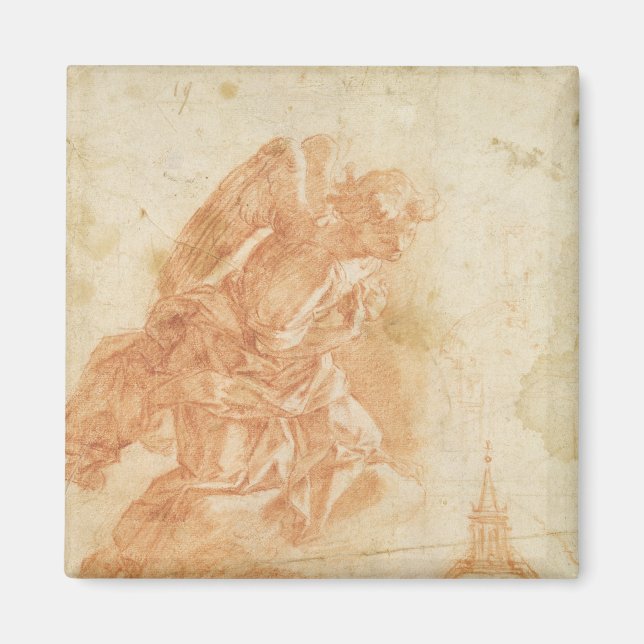 Suspended angel and architectural sketch, c.1600 magnet (Front)