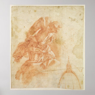 Suspended angel and architectural sketch, c.1600 poster