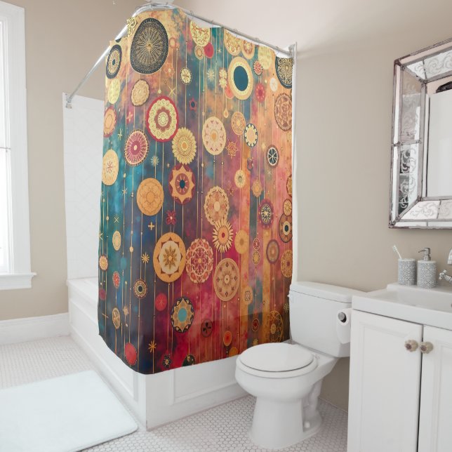 Suspended Gold Shower Curtain (In Situ)