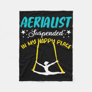 Suspended In My Happy Place Acrots Yoga Fleece Blanket