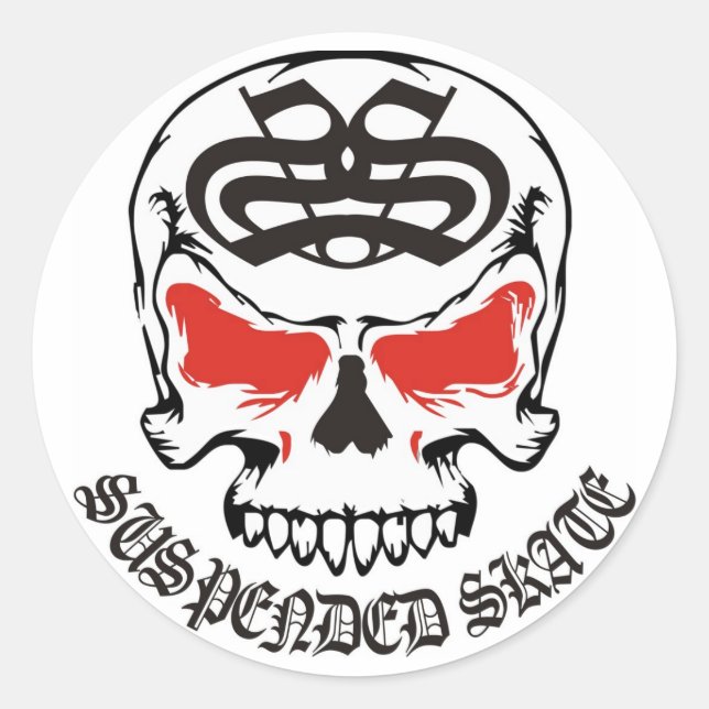 SUSPENDED_SKULL_STICKER CLASSIC ROUND STICKER (Front)