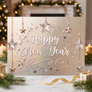 Suspended Stars Happy New Year Chic Postcard