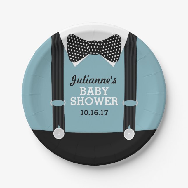 Suspenders and Bow tie Party Paper Plates (Front)