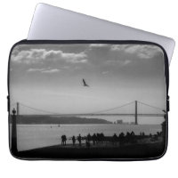 Suspension Bridge in Lisbon Black and White Photo