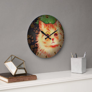 SUSPICIOUS CAT KITTY LARGE CLOCK