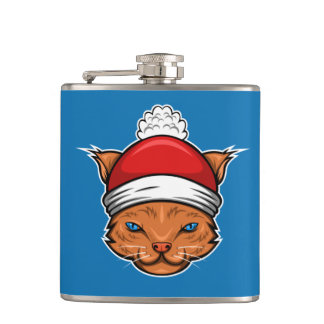 Suspicious Santa Cat Adult Stocking Stuffer Hip Flask