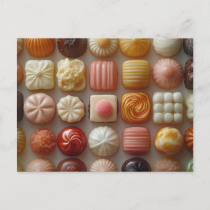 Süße bunte Pralinen aus Schokoladen Valentinstag Postcard