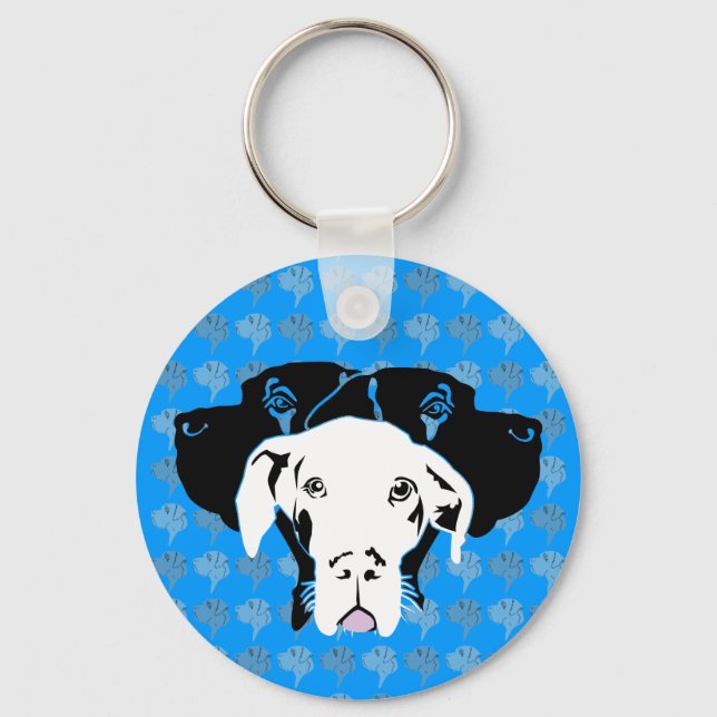 Süße Dogge in weiß Key Ring (Front)