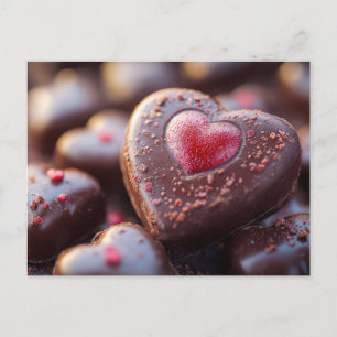 Süße Herz Praline aus Schokoladen Valentinstag Postcard