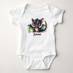 Süßer Dabydrache lächelt Baby Bodysuit