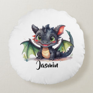 Süßer Dabydrache lächelt Round Cushion