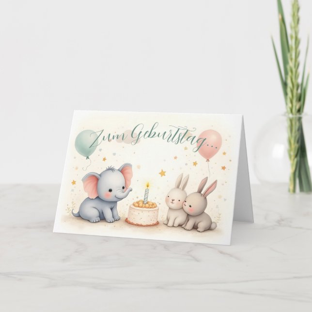 Süßer Geburtstagsgruß mit Tierfreunden Card (Front)