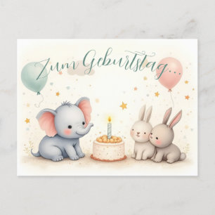 Süßer Geburtstagsgruß mit Tierfreunden Holiday Postcard