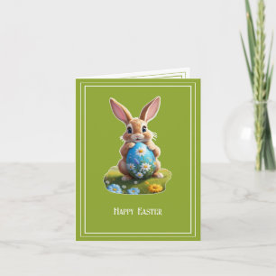 Süßer Osterhase mit einem Osterei -  Card