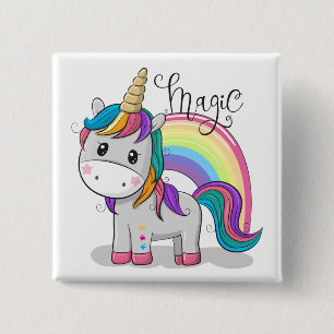 Süßes Einhorn Unicorn mit großen Augen 15 Cm Square Badge