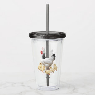 Sussex Chicken Mama Hen and Chicks Acrylic Tumbler