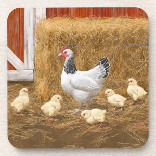 Sussex Chicken Mama Hen and Chicks Coaster