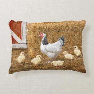 Sussex Chicken Mama Hen and Chicks Decorative Cushion