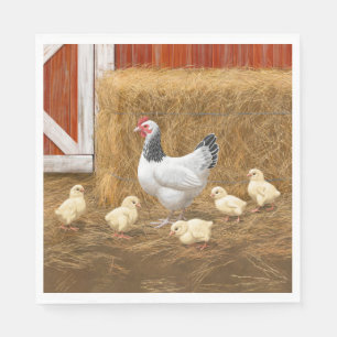 Sussex Chicken Mama Hen and Chicks Napkin