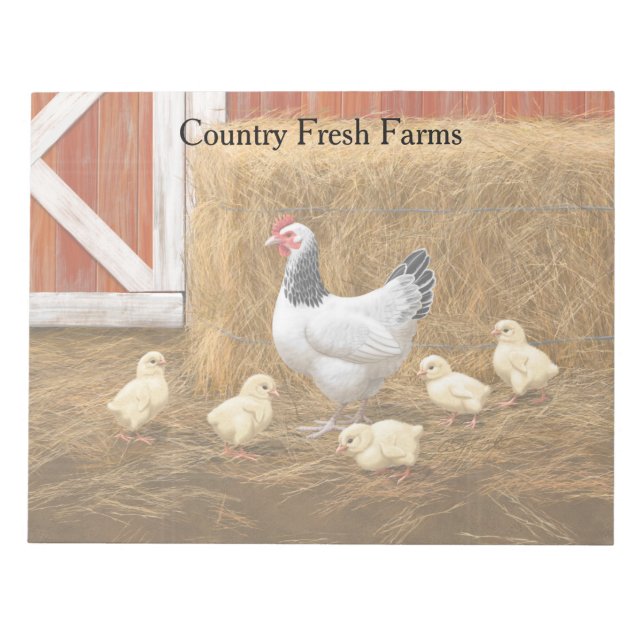 Sussex Chicken Mama Hen and Chicks Notepad (Front)