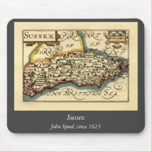 Sussex County England Old Antiquarian Atlas Map Mouse Pad