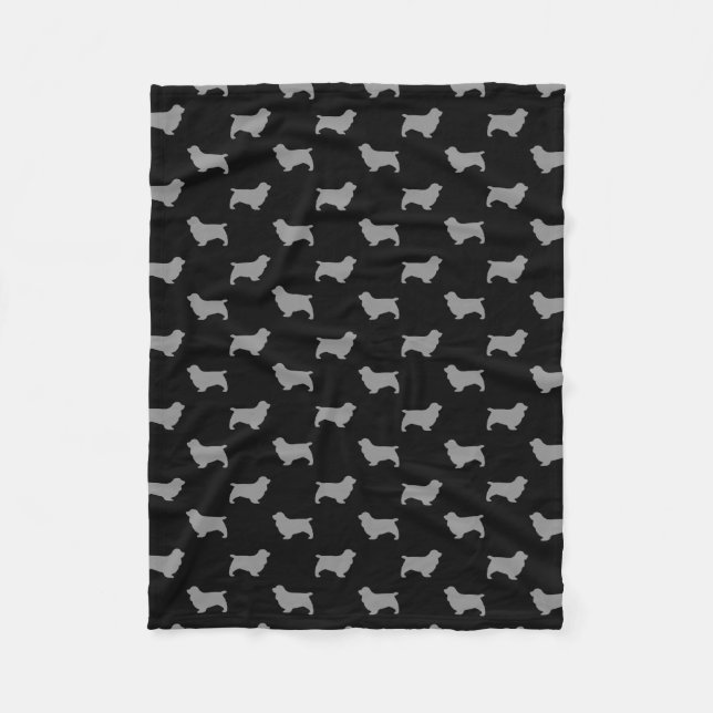 Sussex Spaniel Dog Breed Silhouettes Pattern Fleece Blanket (Front)