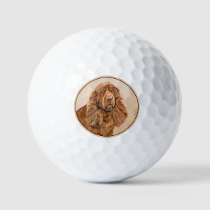 Sussex Spaniel Painting - Cute Original Dog Art Golf Balls