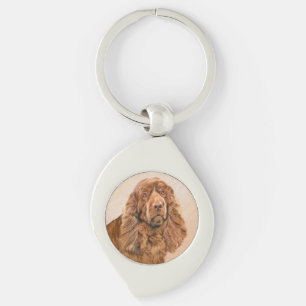 Sussex Spaniel Painting - Cute Original Dog Art Key Ring