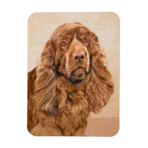 Sussex Spaniel Painting - Cute Original Dog Art Magnet