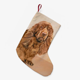 Sussex Spaniel Painting - Cute Original Dog Art Small Christmas Stocking