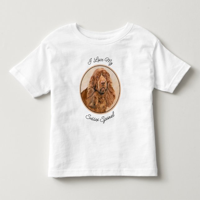 Sussex Spaniel Painting - Cute Original Dog Art Toddler T-Shirt (Front)