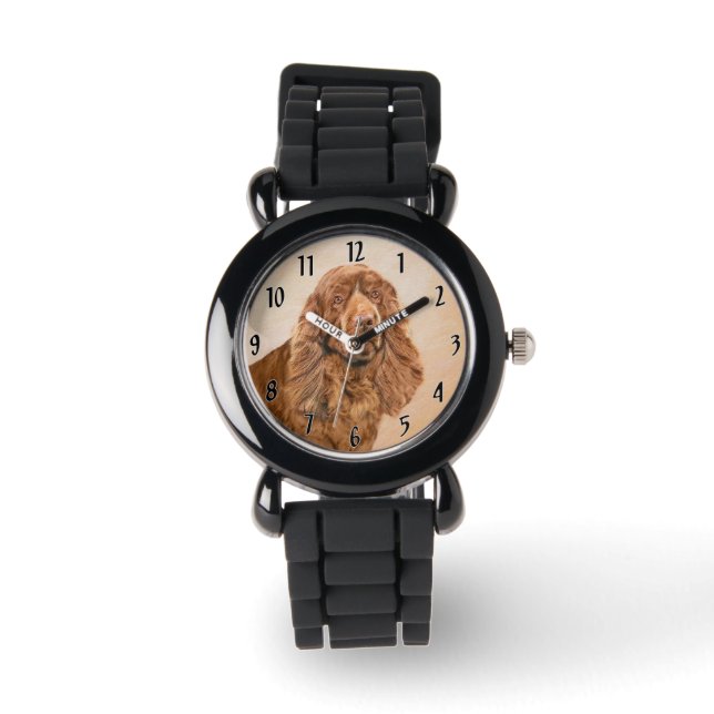 Sussex Spaniel Painting - Cute Original Dog Art Watch (Front)