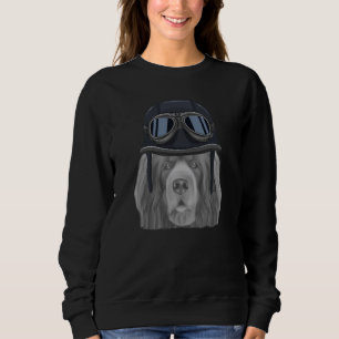 Sussex Spaniel Wearing Vintage Motorcycle Helmet Sweatshirt