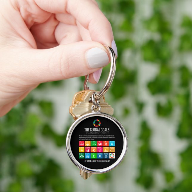 Sustainability Goals EcoFriendly Motivational Gift Key Ring (Hand)