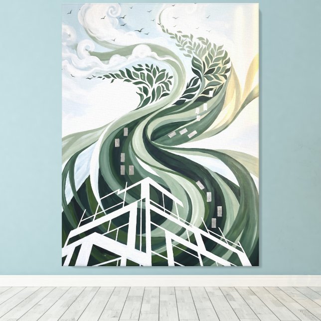 Sustainable City Art Green Architecture Biophilic Canvas Print (Insitu(Wood Floor))