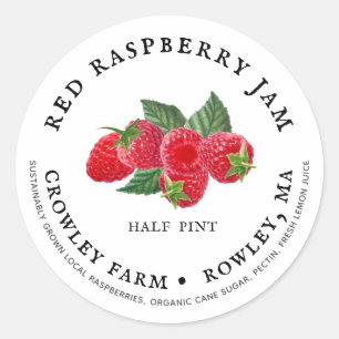 Sustainably Grown Red Raspberry Preserves Label