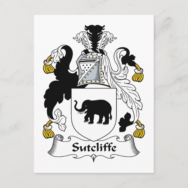 Sutcliffe Family Crest Postcard (Front)