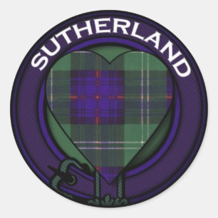 Sutherland Heart Tartan design Classic Round Sticker