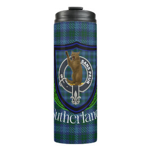 Sutherland Scottish Clan Tartan & Crest Thermal Tumbler