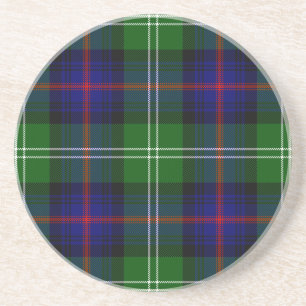 Sutherland tartan blue green plaid coaster