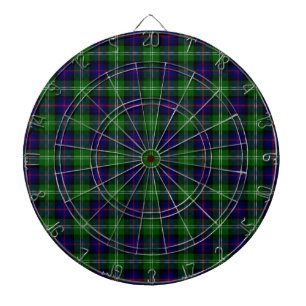 Sutherland tartan blue green plaid dartboard