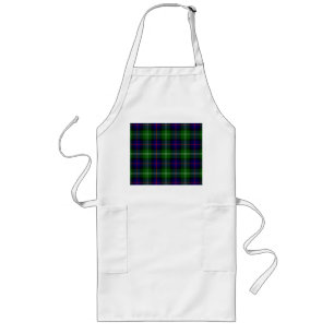 Sutherland tartan blue green plaid long apron
