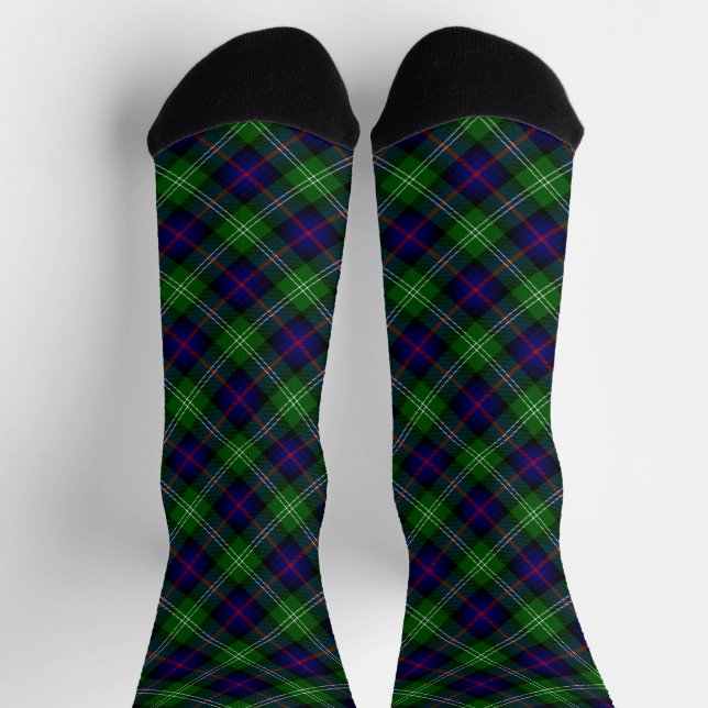 Sutherland tartan blue green plaid socks (Top)