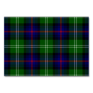 Sutherland tartan blue green plaid table number