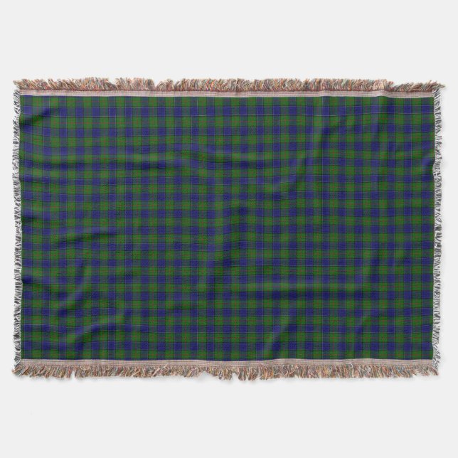 Sutherland tartan blue green plaid throw blanket (Front)